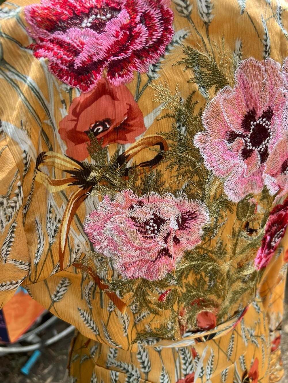 Aratta Silent Journey Mustard Floral Embroidered Duster Cardigan - Picture 3 of 16